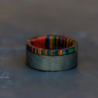 Thumbnail for Damascas Ring with colourful wood inner