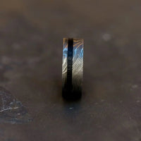 Thumbnail for Damascus Steel Ring with Black Wood Inlay