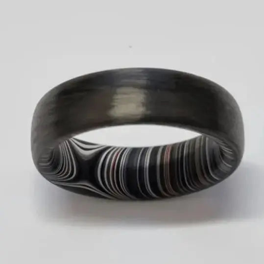 6mm Carbon Fibre Ring with Fordite Inner band