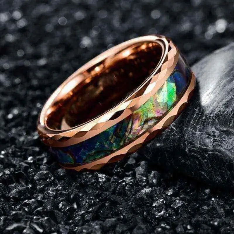 Orbit Rings Tungsten Carbide Galaxy Rosegold