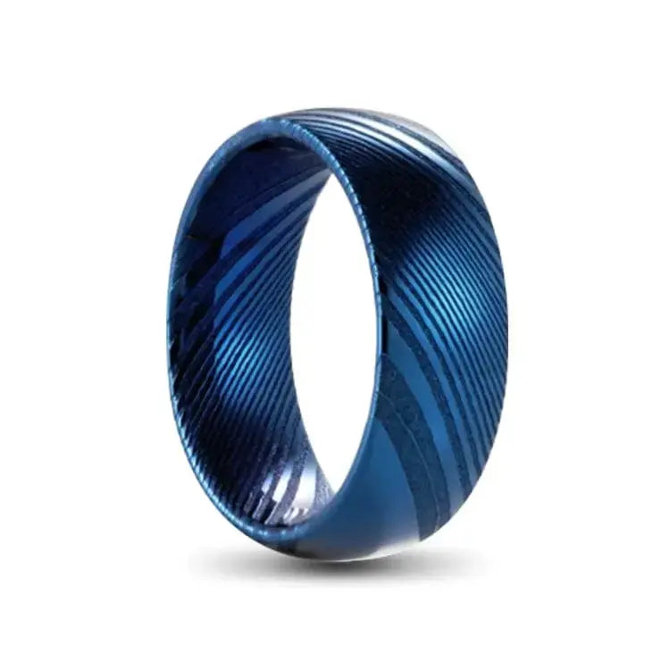Blue Damascus Ring