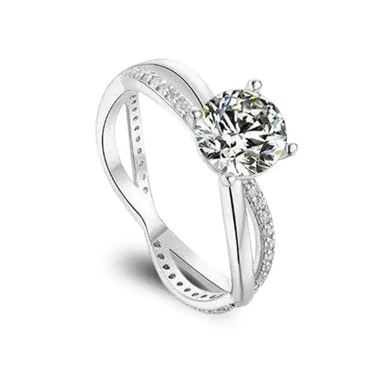 1ct Moissanite Ring With Double Cross Band