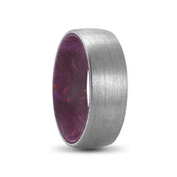 Thumbnail for 8mm Silver Tungsten Carbide Ring, Maroon Red Elder Wood Inner