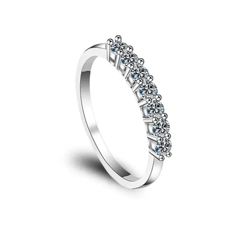 Half Eternity Silver Moissanite Ring