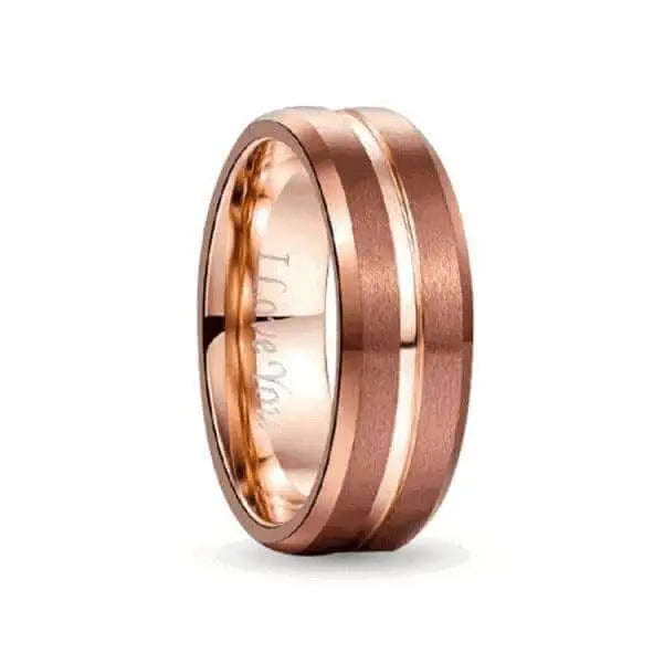 Orbit Rings Tungsten Carbide 6 Rosegold Stream Brown