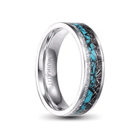 Thumbnail for Polished Titanium Ring with Turquoise and Silver Inlay 6mm/8mm