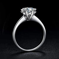 Thumbnail for Ladies Silver Engagement Ring Moissanite stone in Snowflake Prong Setting