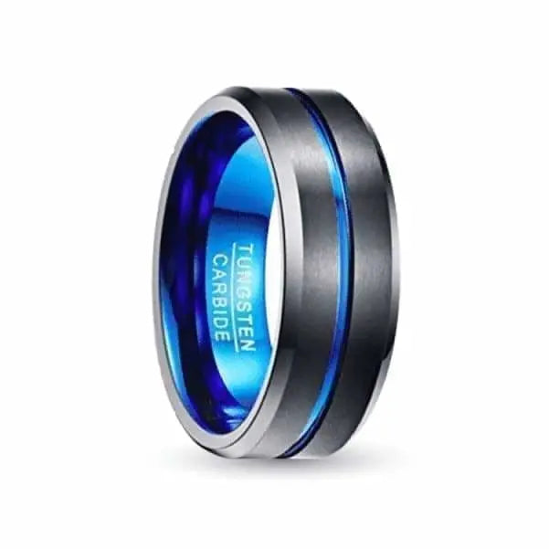 Orbit Rings Tungsten Carbide 4 Stream Blue