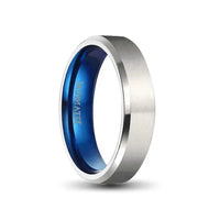 Thumbnail for 6mm Silver and Blue Titanium Ring 
