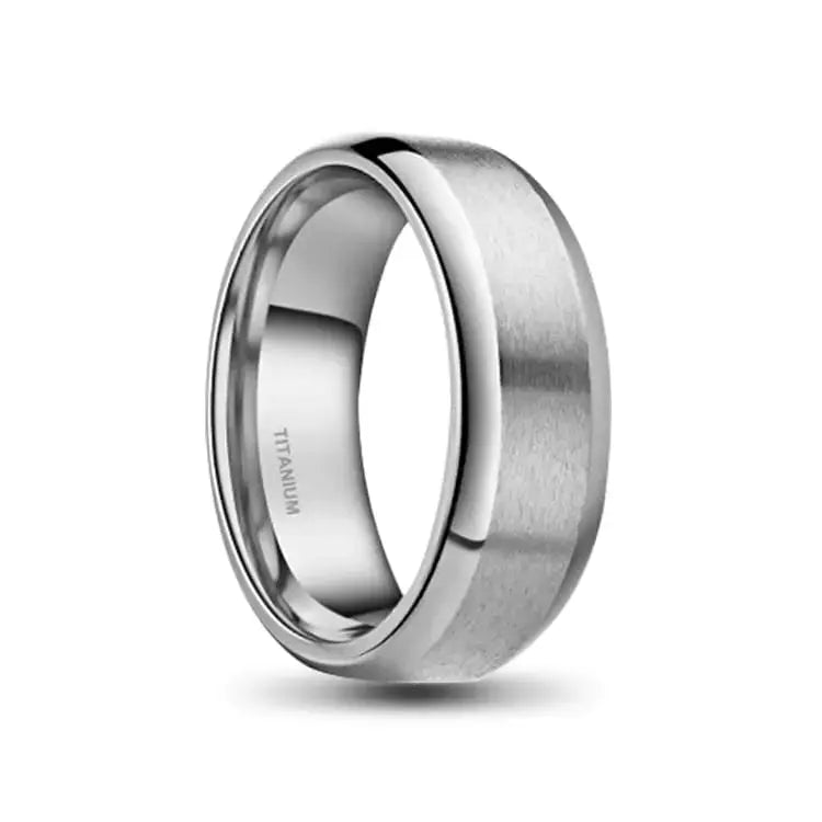 8mm Polished Silver Titanium Ring Silver Inner