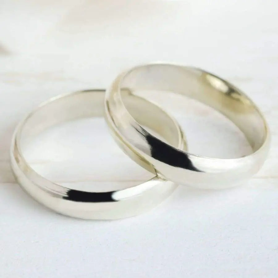 4mm/6mm/8mm Polished White Gold Wedding Band